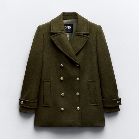 ZARA DOUBLE BREASTED WOOL BLEND COAT - Picture 6 of 9